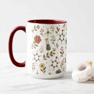 Taza de café estética de química floral