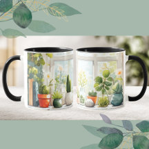 Taza de café estética de suculentas botánicas Cott
