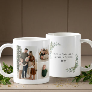 Taza De Café Estética Familia de Cinco Primera Navidad Foto