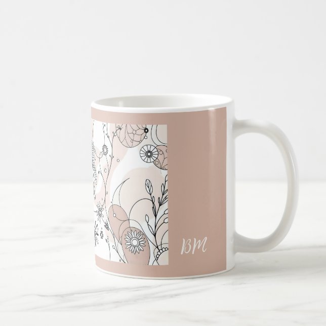 Taza De Café Estética moderna neutra Boho Brown (Derecha)