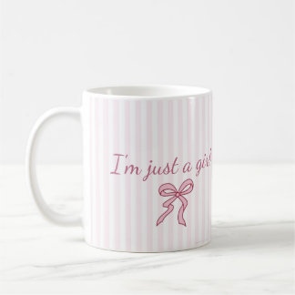 Taza de café estética - rayas y lazo rosa pastel