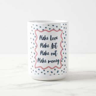 Taza De Café Estética Retro "Haz Amor, Arte, Besos, Dinero"