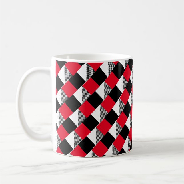 Taza De Café estética roja y negra tablero de ajedrez moderno (Izquierda)