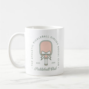 Taza De Café Estética rosa y verde del club de baloncesto