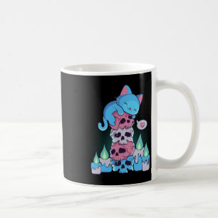 Taza De Café Estética Transgénero Kawaii Cat En Calaveras Sutil