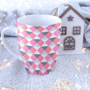 Taza De Café Estético rosa y negro geométrico moderno