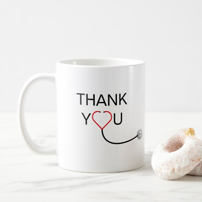 Taza De Café Estetioscopio del Corazón Gracias (Con donut)
