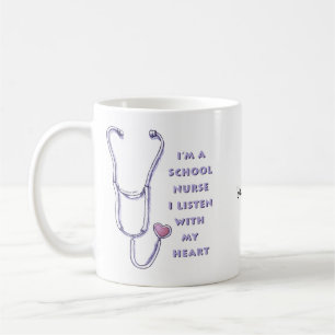 Taza De Café Estetoscopio Corazón Enfermera Escolar