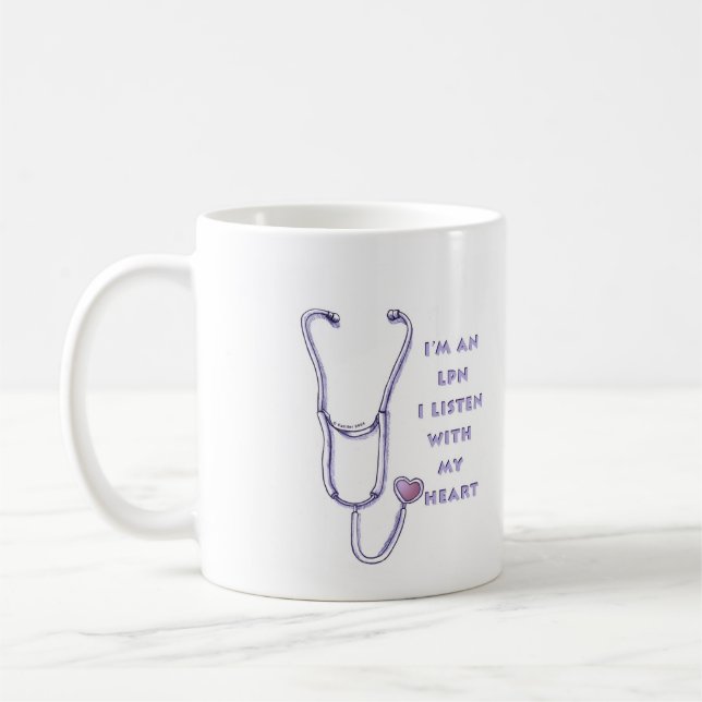 Taza De Café Estetoscopio corazón LPN Enfermera (Izquierda)