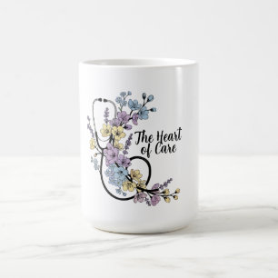 Taza De Café Estetoscopio Floral Corazón de Cuidado Regalo de E