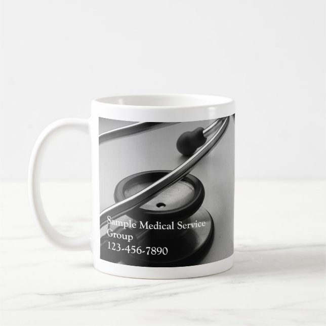 Taza De Café Estetoscopio médico, blanco y negro (Izquierda)
