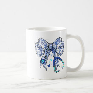 Taza De Café Estetoscopio Médico Enfermera Lazo Coqueta Azul Fl