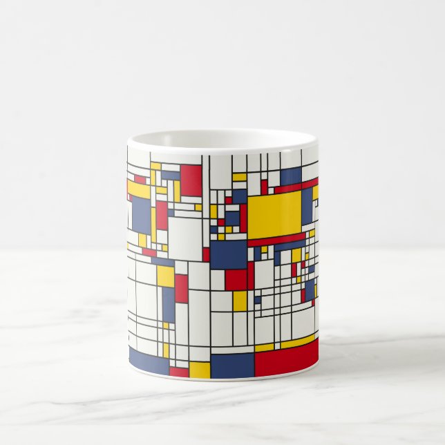 Taza De Café Estilo abstracto de Mondrian del mapa del mundo (Centro)