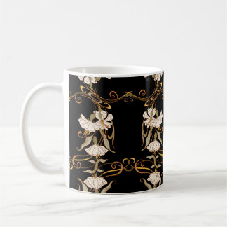 Taza De Café Estilo Art Nouveau: Vintage dorado-negro.