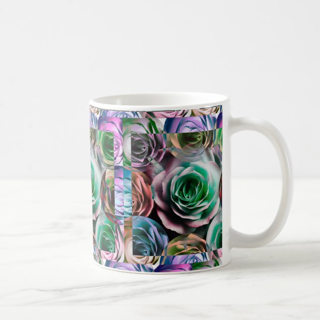 TAZA DE CAFÉ ESTILO ARTÍSTICO DE FLORES DE ROSAS (Derecha)