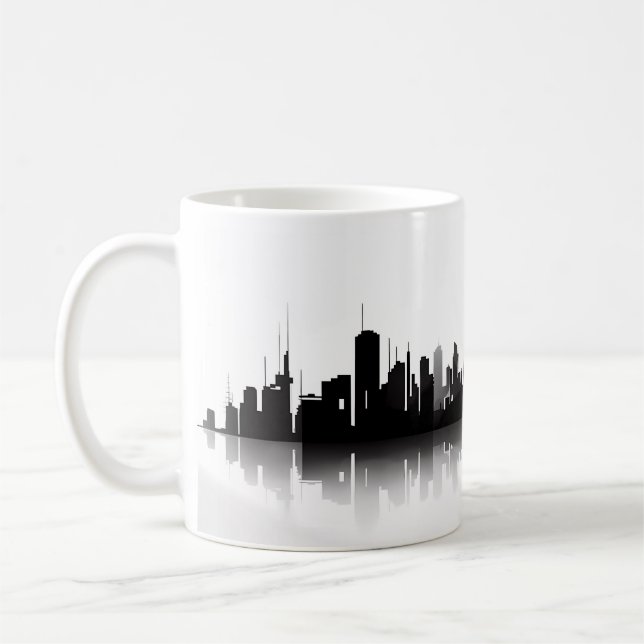 Taza De Café Estilo Ciudad En Silhouette (Izquierda)