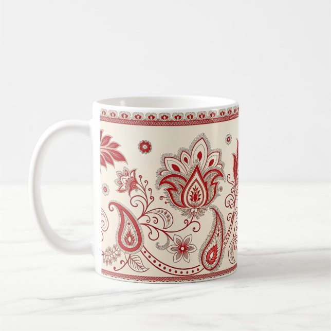Taza De Café Estilo clásico del jardín paisley - Decoración roj (Izquierda)