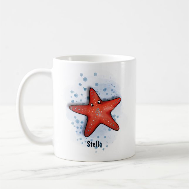Taza De Café estilo de acuarela de estrella roja (Izquierda)