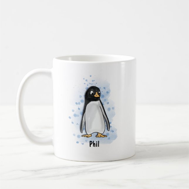 Taza De Café Estilo de acuarela de Peguin (Izquierda)