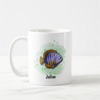 Taza De Café estilo de acuarela de pescado de agua salada a ray