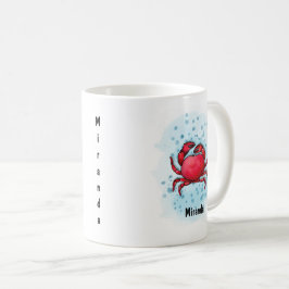 Taza De Café Estilo de acuarela del Crab rojo feliz