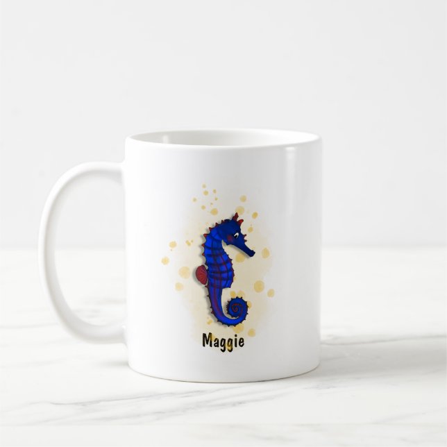 Taza De Café estilo de agua de caballo azul feliz (Izquierda)