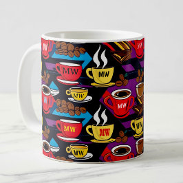 Taza De Café Estilo de arte pop retro de Guay con iniciales per