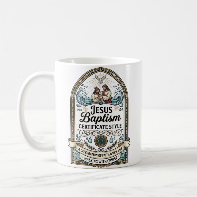 Taza De Café Estilo de Certificado de Bautismo de Jesús Certifi (Izquierda)