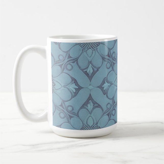 Taza De Café Estilo de diseño de entramado de flores azules de  (Izquierda)