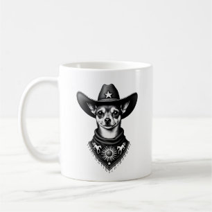 Taza De Café Estilo de grabado de vaquero Chihuahua vintage occ