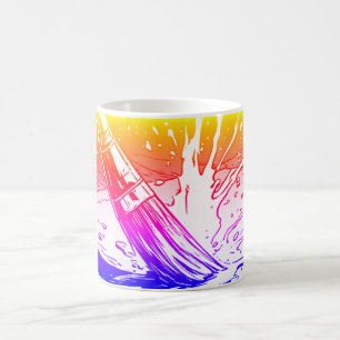 Taza De Café Estilo de gráfico colorido de pinceladas de pintur