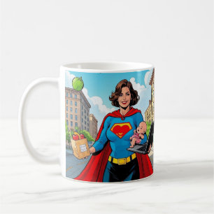 Taza De Café Estilo de historietas "Super Mom" Retro