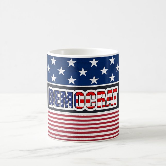 Taza De Café Estilo de la bandera de los Estados Unidos demócra (Democrat America Flag Colors Coffee Mug!)