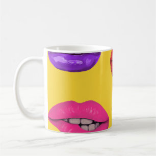Taza De Café Estilo de los años 80: patrón de labios coloridos.