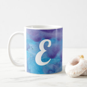 Taza De Café Estilo de mármol púrpura azul de la acuarela del