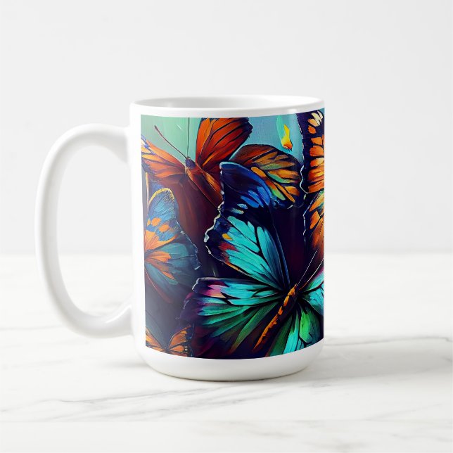 Taza De Café Estilo de pintura de aceite de mariposas12 Café Mu (Izquierda)
