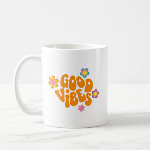 Taza De Café Estilo de positividad simple Naranja retro alegre 