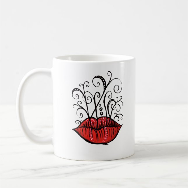 Taza De Café Estilo de tatuaje de dibujos de tinta de labios ra (Izquierda)
