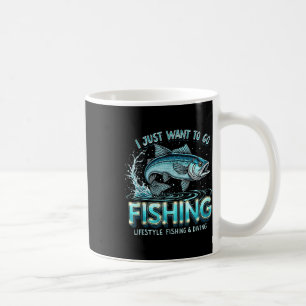 Taza De Café Estilo de vida de pesca vintage solo quiero ir a p