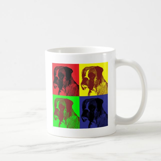 Taza De Café Estilo del arte pop del perro del boxeador (Derecha)