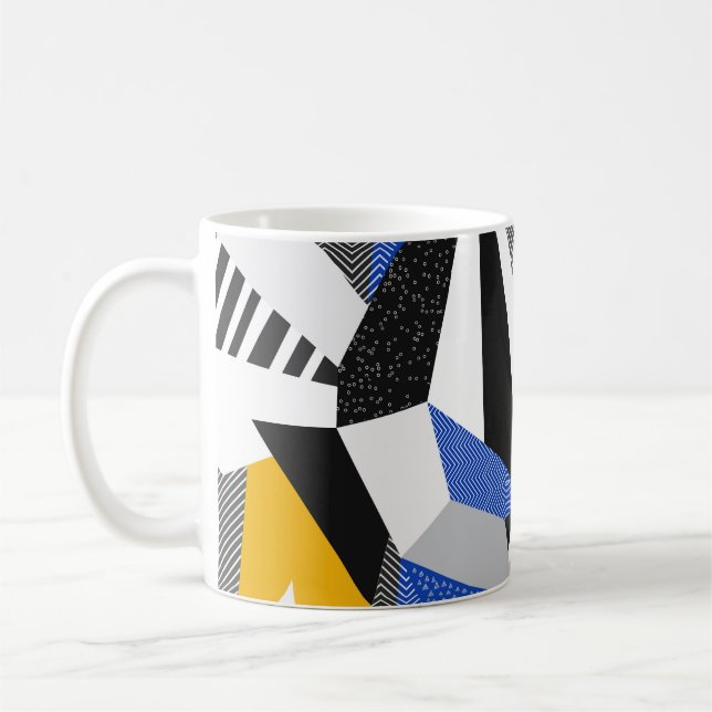 Taza De Café Estilo Memphis: Collage geométrico creativo. (Izquierda)