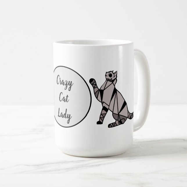 Taza De Café Estilo moderno Gato gráfico negro y guión (Anverso derecho)