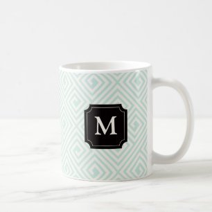 Taza De Café Estilo Monograma Clásico con Patrón de Llave Grieg