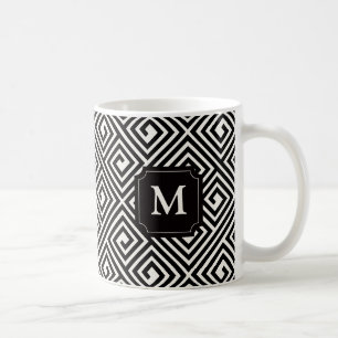 Taza De Café Estilo Patrón de Llave Griega en Blanco y Negro Mo