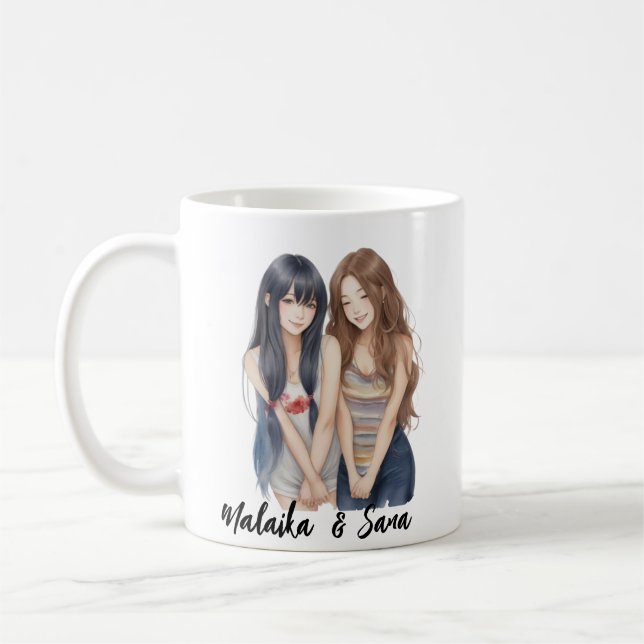 Taza De Café Estilo Personalizado lindo BFF Besties Friendship (Izquierda)