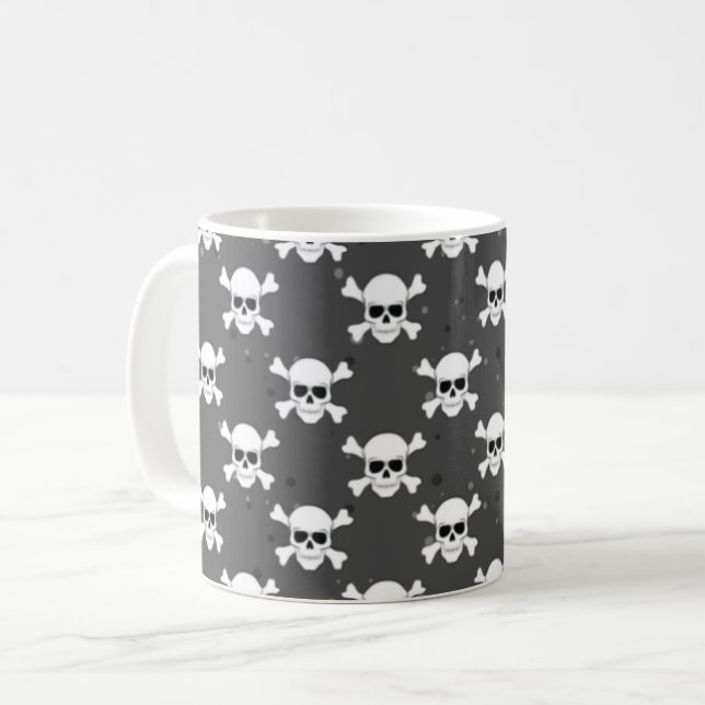Taza De Café Estilo pirata - Patrón cráneo (Anverso izquierdo)