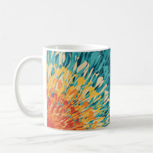 Taza De Café Estilo retro colorido llamarada solar