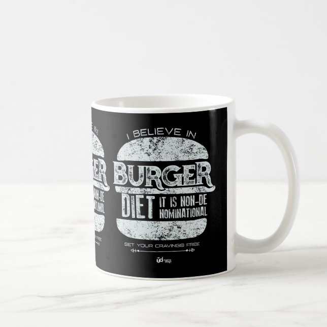 Taza De Café Estilo retro: Creo en dieta de la hamburguesa (Derecha)