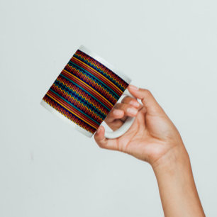Taza De Café Estilo Retro de los 70 Navy y Mostaza Boho Chevron