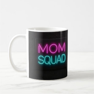 Taza De Café Estilo retro ‘Escuadrón de mamá’ neón rosa y verde